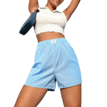 OYOANGLE Women's Summer Casual Striped Print Shorts