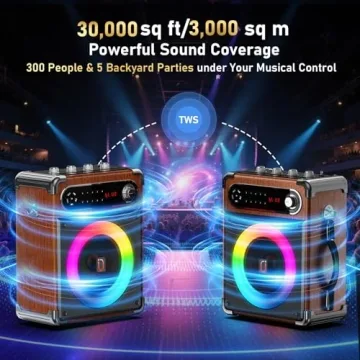 Karaoke Machine with 2 Wireless Microphones, Upgraded 6.5" Woofer & 2" Tweeter, Portable Bluetooth 5...