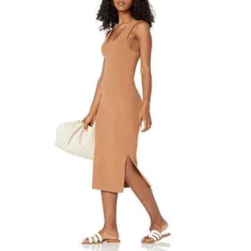 The Drop Women's Yasmin Side Slit Midi Sweater Tank Dress, Earth, 3X, Plus Size