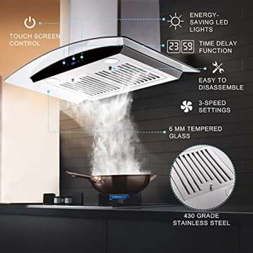 Tieasy 30 Inch Range Hood with Ducted/Ductless Options