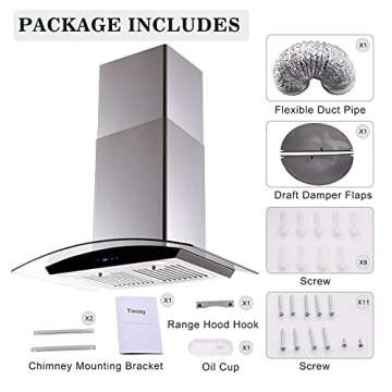 Tieasy 30 Inch Range Hood with Ducted/Ductless Options