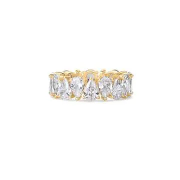 PAVOI Gold Plated Pear Love Eternity Ring for Women