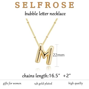 Trendy Gold Bubble Letter Necklace for Women