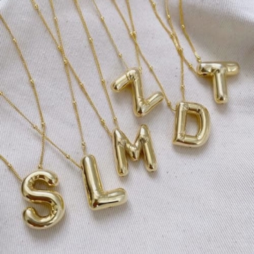Trendy Gold Bubble Letter Necklace for Women