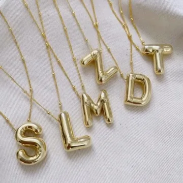 Trendy Gold Bubble Letter Necklace for Women