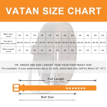 VATAN Mens Genuine Leather Belt Stylish Durable Handmade