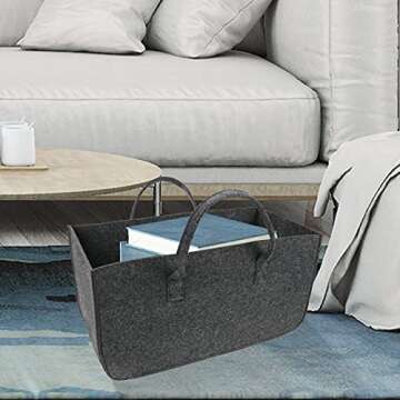 GUOZI Storage Basket, [2 Pack] Collapsible Felt Storage Bins with Handles, Large Laundry Basket Storage Solution for Office Nursery Wardrobe Bookshelf Bedroom Keepsake Toys etc.