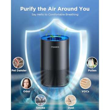 Air Purifiers for Home Large Room Pets Up to 1300 Sq Ft, MOOKA H13 True HEPA Air Purifier Cleaner wi...