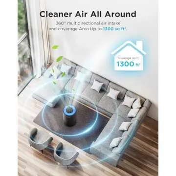 Air Purifiers for Home Large Room Pets Up to 1300 Sq Ft, MOOKA H13 True HEPA Air Purifier Cleaner with 360° Air Inlet, Fragrance, 13dB Air Purifier for Bedroom Wildfire Smoke Pet Dust Pollen (Black)