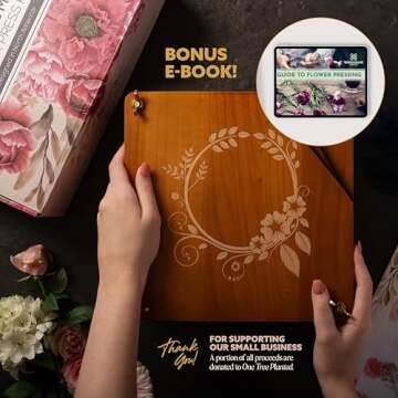 Premium Extra Large Wooden Flower Press for Adults - Solid Maple Wood Flower Pressing Kit for Adults with Storage System - Plant Preservation Kit - 10 Layers - DIY Arts and Craft Kit