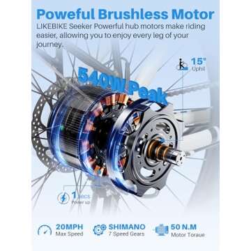 Seeker 26" Electric Bike for Adults with Peak 500W Brushless Motor, 35Miles 324WH Removable Battery ...