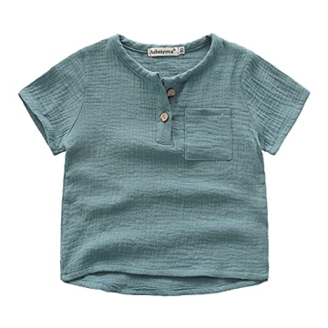 Buy Ashmyova Boys Cotton Linen Short Sleeve Shirt