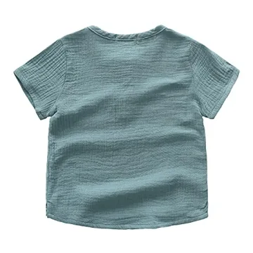 Buy Ashmyova Boys Cotton Linen Short Sleeve Shirt