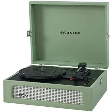 Crosley CR8017B-SA Voyager Vintage Portable Vinyl Record Player Turntable with Bluetooth in/Out and Built-in Speakers, Sage
