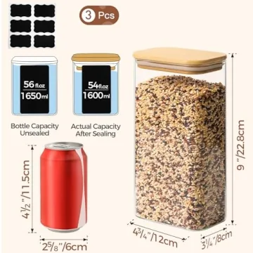 ComSaf Glass Storage Containers with Bamboo Lids for Pantry