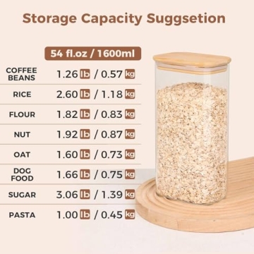 ComSaf Glass Storage Containers with Bamboo Lids for Pantry