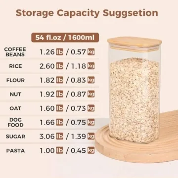 ComSaf Glass Storage Containers with Bamboo Lids for Pantry