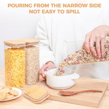 ComSaf Glass Storage Containers with Bamboo Lids for Pantry