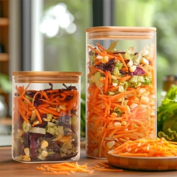 ComSaf Glass Storage Containers with Bamboo Lids for Pantry