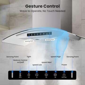 VIKIO HOME 30" Wall Mount Range Hood with Gesture Control