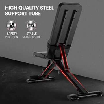 PASYOU Adjustable Weight Bench,880LB Weight Capacity for Strength Training Bench Press Foldable Incline Decline Bench for Full Body Workout PA500