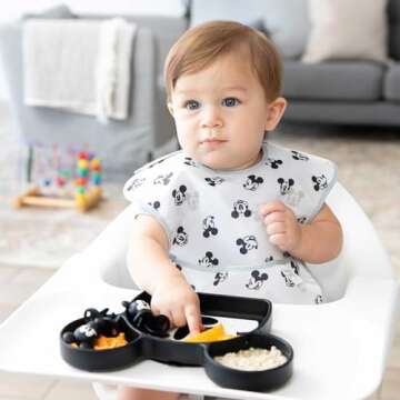Bumkins Disney Silicone Grip Dish, Suction Plate, Divided Plate, Baby Toddler Plate, BPA Free, Micro...