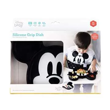 Bumkins Disney Silicone Grip Dish, Suction Plate, Divided Plate, Baby Toddler Plate, BPA Free, Microwave Dishwasher Safe - Mickey Mouse-1 Count (Pack of 1)