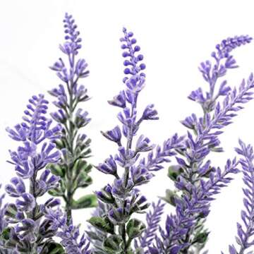 DILATATA Lavender Flowers Artificial Lavender Decor Fake Lavender Plant in Cement Pot Faux Plants in...