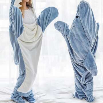 Shark Blanket Hoodie Onesie for All Ages Fun Gifts