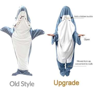Shark Blanket Hoodie Onesie for All Ages Fun Gifts