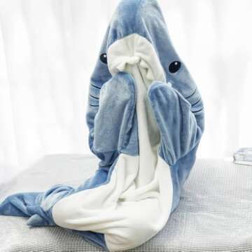 Shark Blanket Hoodie Onesie for All Ages Fun Gifts