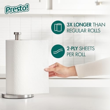 Amazon Brand - Presto! Flex-a-Size Paper Towels, 158 Sheet Huge roll, 6 Rolls, Equivalent to 19 Regular Rolls, White