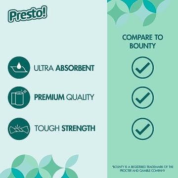 Amazon Brand - Presto! Flex-a-Size Paper Towels, 158 Sheet Huge roll, 6 Rolls, Equivalent to 19 Regular Rolls, White