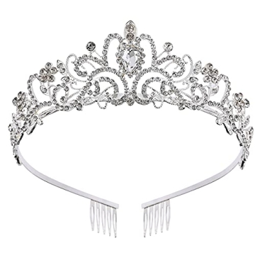 Princess Crown for Women, Crystal Queen Tiaras for Girls Bridal Hair Accessories Gifts for Birthday ...