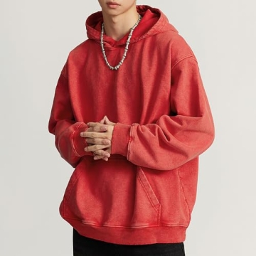 FAIABLE Acid Wash Hoodie Unisex Oversized Streetwear Sweatshirt