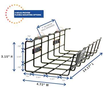 WireRun Wire Mesh Cable Organizer for Desk - 24 Inch