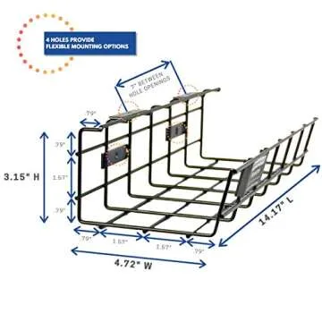 WireRun Wire Mesh Cable Organizer for Desk - 24 Inch