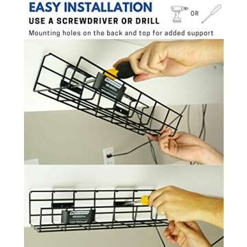 WireRun Wire Mesh Cable Organizer for Desk - 24 Inch