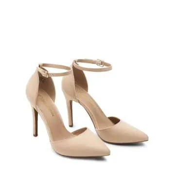 DREAM PAIRS Women's Oppointed-Lacey Nude Suede Fashion Dress High Heel Pointed Toe Wedding Pumps Shoes Size 10 M US