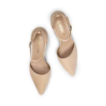 DREAM PAIRS Women's Oppointed-Lacey Nude Suede Fashion Dress High Heel Pointed Toe Wedding Pumps Shoes Size 10 M US