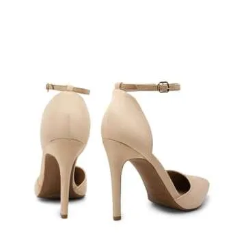 DREAM PAIRS Women's Oppointed-Lacey Nude Suede Fashion Dress High Heel Pointed Toe Wedding Pumps Shoes Size 10 M US