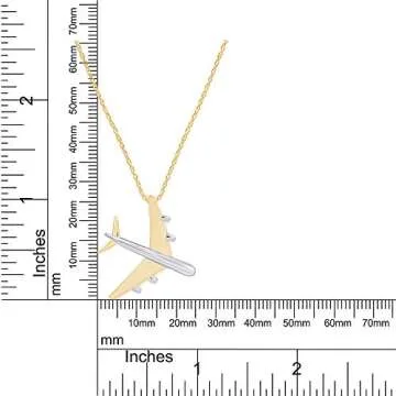 AFFY Gold Over Silver Airplane Pendant Necklace
