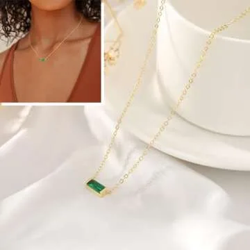 ZNBOH Dainty Gold Birthstone Necklace for Women