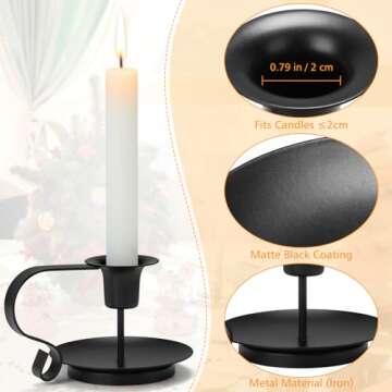 Candle Holder, Taper Candle Stick Holder, 2 Pack Candle Stick Holder, Black Candlestick Holders