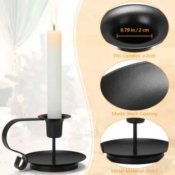 Candle Holder, Taper Candle Stick Holder, 2 Pack Candle Stick Holder, Black Candlestick Holders