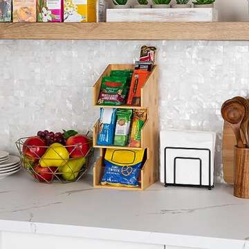 Mind Reader Bamboo Coffee Condiment Station - Organizer