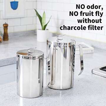 JOE&LEAH Kitchen Stainless Steel Compost Bin - Eco-friendly Countertop