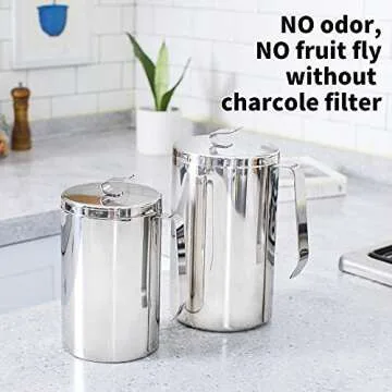 JOE&LEAH Kitchen Stainless Steel Compost Bin - Eco-friendly Countertop