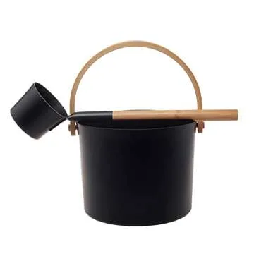 Prettyia 5L Aluminum Sauna Bucket and Ladle Kit for Spa
