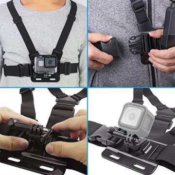 Kitway Chest Mount Harness for GoPro Cameras - Adjustable Action Gear